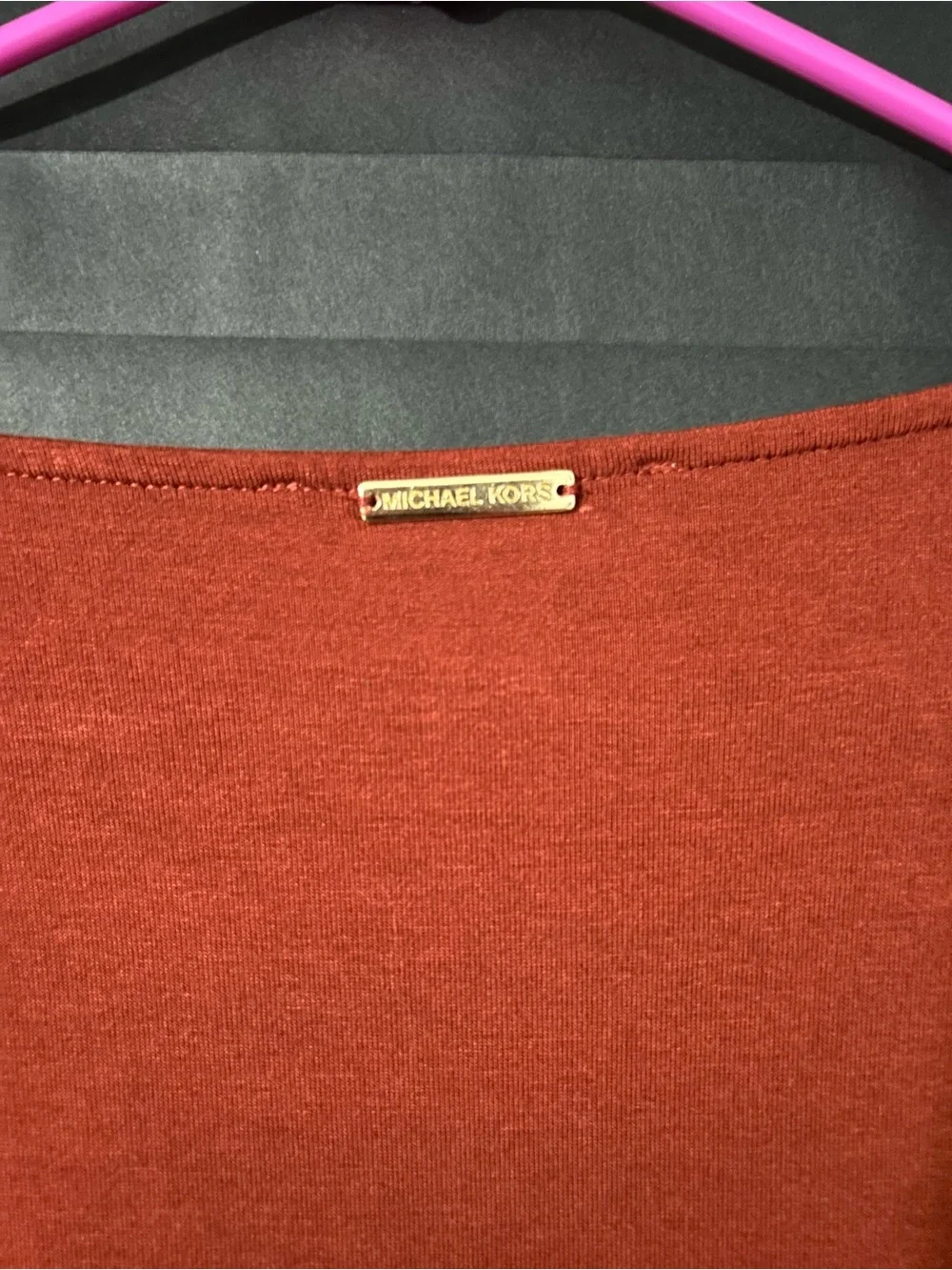 Michael Kors Rust Long-Sleeve V-Neck Layered Tunic with Shoulder Ties